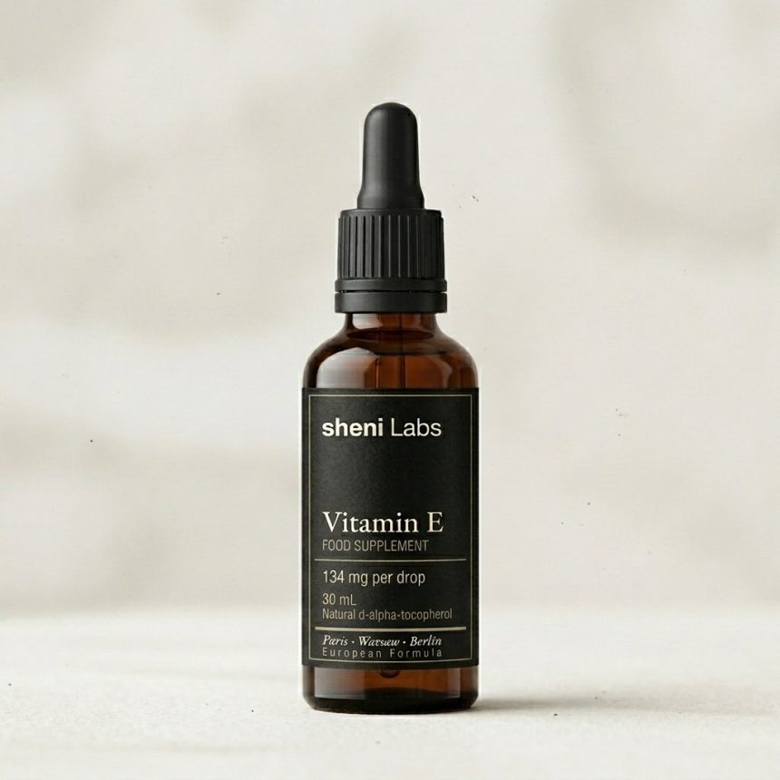 Sheni Labs E ვიტამინი, სასურსათო დანამატი — 134 მგ ბუნებრივი d-ალფა-ტოკოფეროლი წვეთზე, 30 მლ ქარვის მინის წვეთოვანი ბოთლი